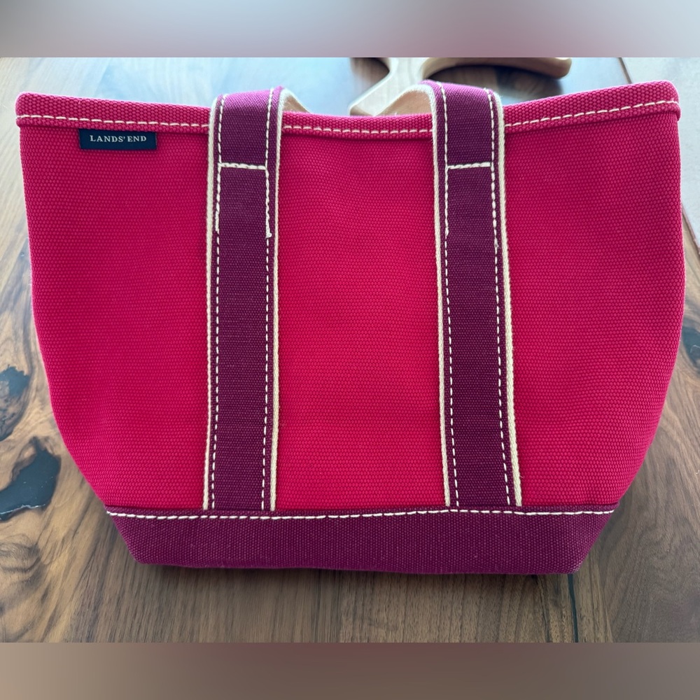 Lands' End Fuchsia Canvas Tote- open top, regular handle